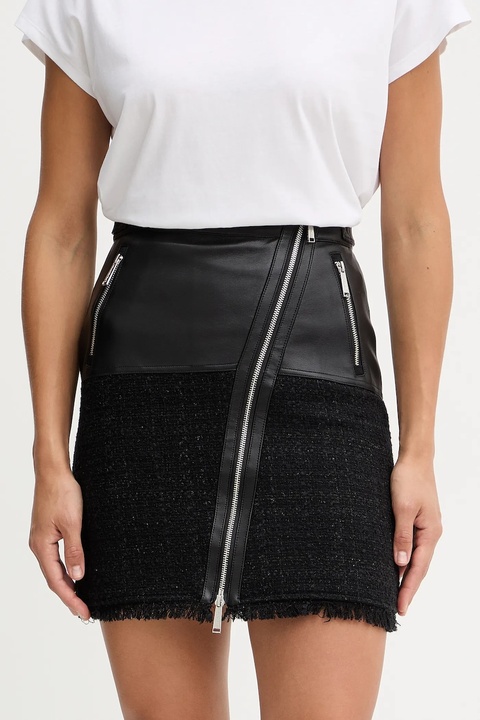 Karl Lagerfeld spódnica z domieszką wełny kolor czarny mini prosta B1W12001 - zdjęcie produktu nr 1