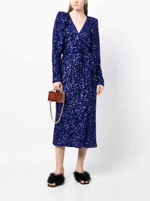 ROTATE BIRGER CHRISTENSEN sequin-embellished wrap midi dress - Blue - zdjęcie produktu nr 2