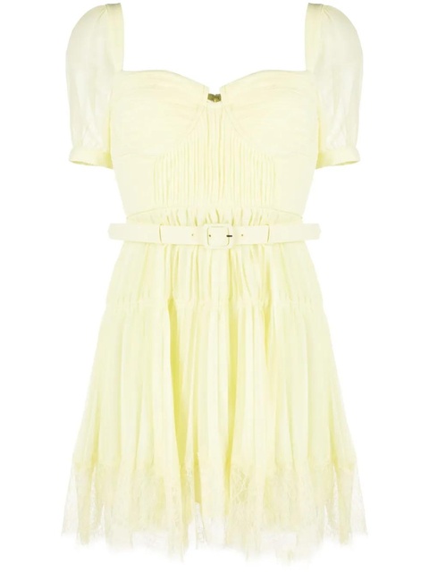 Self-Portrait chiffon lace-detail minidress - Yellow - zdjęcie produktu nr 1