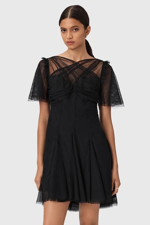 AllSaints sukienka MADI kolor czarny mini rozkloszowana W005DD - zdjęcie produktu nr 1