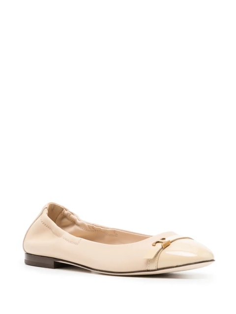 Tod's logo-plaque leather ballerina shoes - Neutrals - zdjęcie produktu nr 2