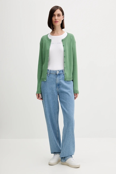United Colors of Benetton kardigan bawełniany kolor zielony lekki 1091D5558 - zdjęcie produktu nr 2