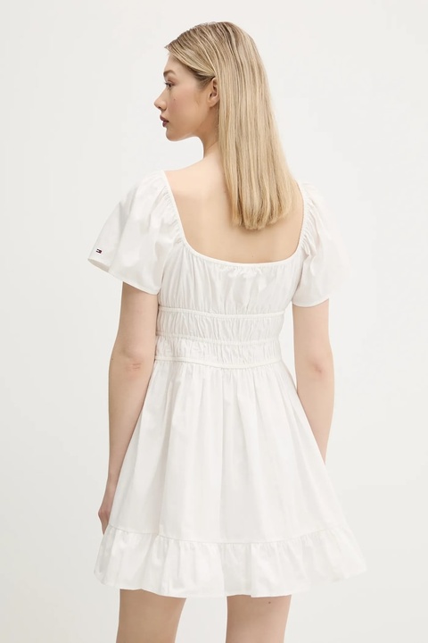 Tommy Jeans sukienka bawełniana kolor biały mini rozkloszowana DW0DW20882 - zdjęcie produktu nr 2