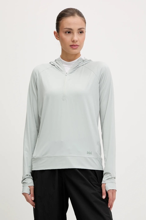 Helly Hansen bluza sportowa Shine Solen kolor turkusowy z kapturem gładka 49576 - zdjęcie produktu nr 1
