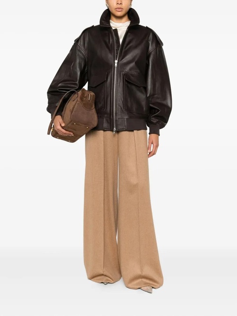 The Frankie Shop zip-fastening leather jacket - Brown - zdjęcie produktu nr 2