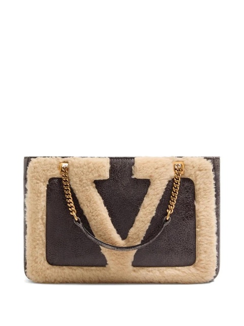 Valentino Garavani small Viva Superstar shearling tote bag - Brown - zdjęcie produktu nr 1