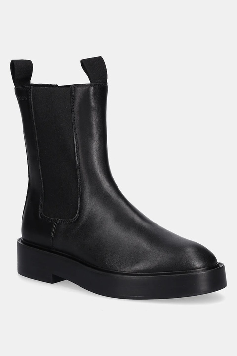Calvin Klein sztyblety skórzane CONVATE WELT CHELSEA LTH damskie kolor czarny na płaskim obcasie YW0YW01905 - zdjęcie produktu nr 1