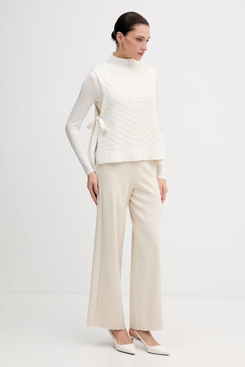 Joseph Ribkoff spodnie z jedwabiem damskie kolor beżowy szerokie high waist 261982 - zdjęcie produktu nr 1