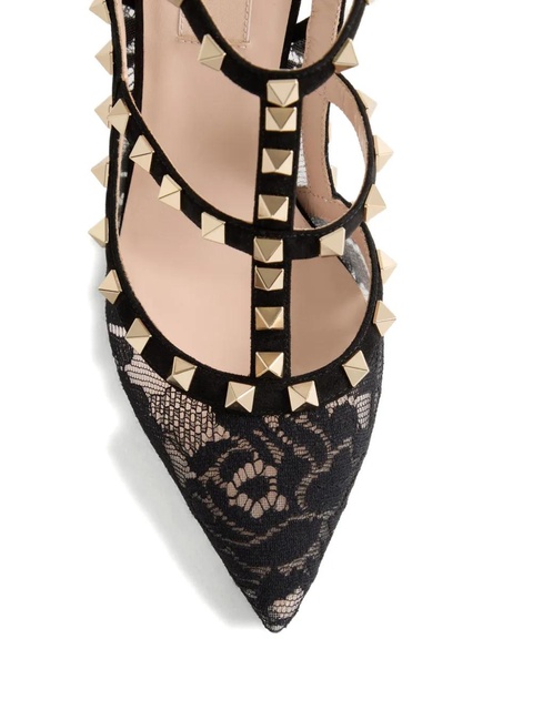 Valentino Garavani 100mm Rockstud lace pumps - Black - zdjęcie produktu nr 2