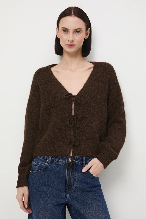Medicine kardigan damskie kolor brązowy ciepły - zdjęcie produktu nr 1