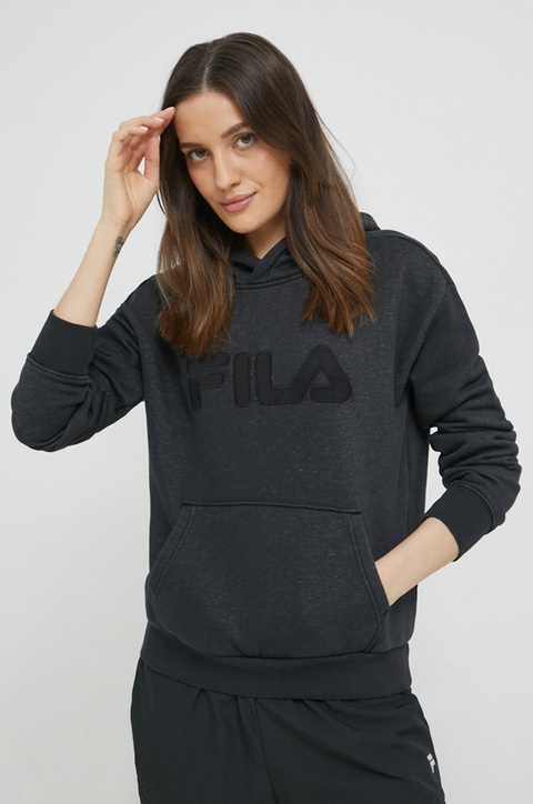 Fila bluza damska kolor czarny z kapturem gładka - zdjęcie produktu nr 1