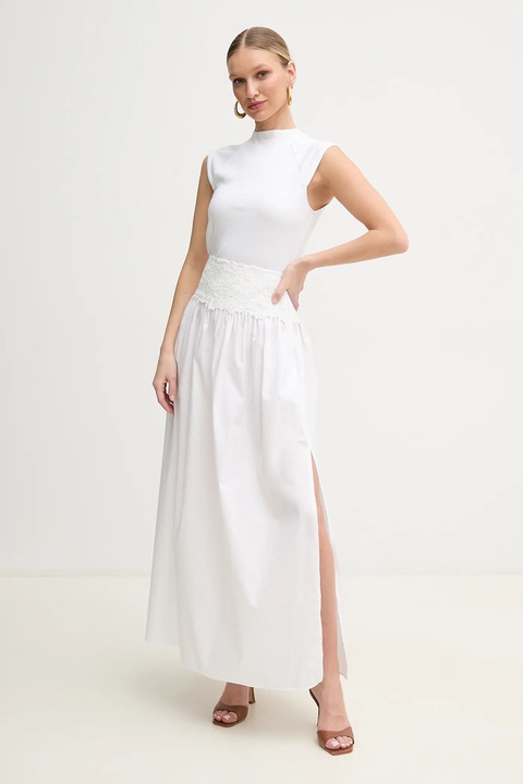Ermanno Scervino spódnica bawełniana kolor biały maxi prosta D464O605OVZ - zdjęcie produktu nr 2