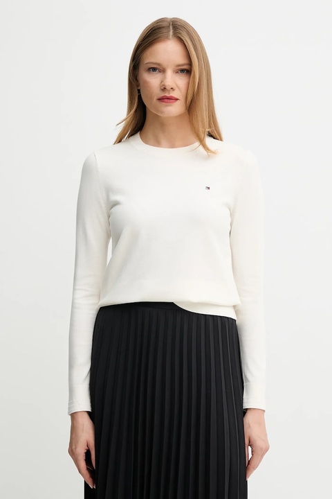 Tommy Hilfiger sweter damski kolor beżowy lekki WW0WW44984 - zdjęcie produktu nr 1