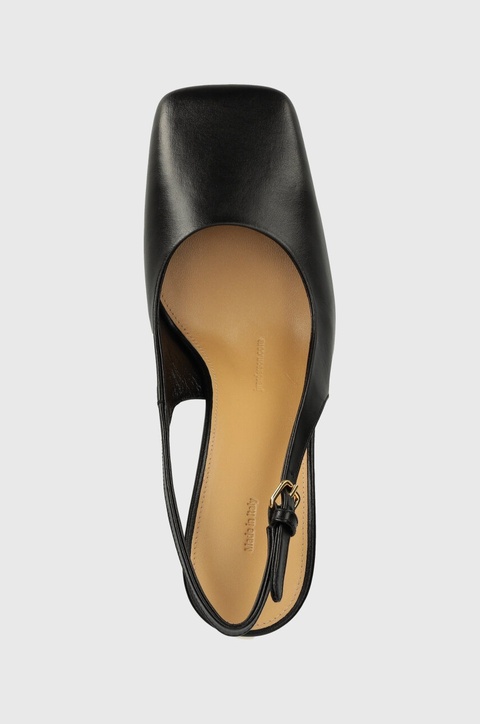 JW Anderson czółenka skórzane Chain Heel kolor czarny na słupku z odkrytą piętą ANW43022A - zdjęcie produktu nr 2