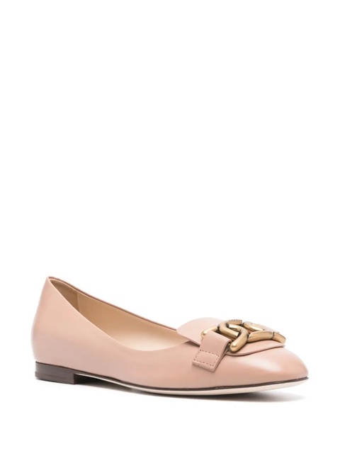 Tod's chain-embellished leather ballerina shoes - Pink - zdjęcie produktu nr 1