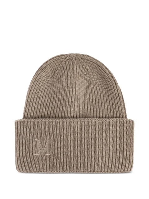 Max Mara Mmretina ribbed embroidered beanie hat - Neutrals - zdjęcie produktu nr 1