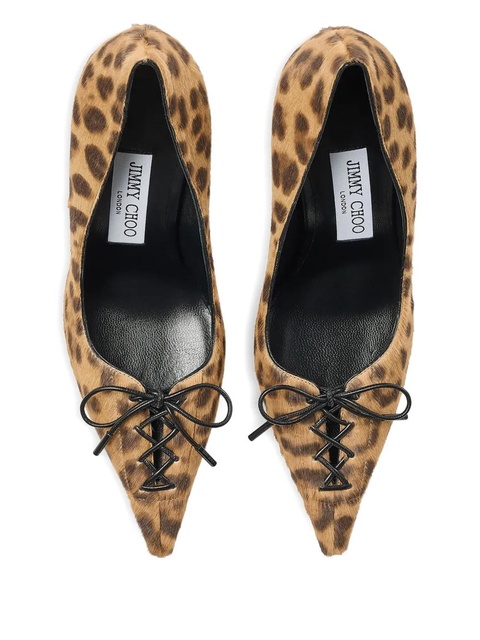 Jimmy Choo 95mm Scarlett leopard-print lace-up pumps - Brown - zdjęcie produktu nr 2