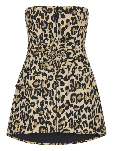 ROTATE BIRGER CHRISTENSEN leopard-print rosette mini dress - Brown - zdjęcie produktu nr 1