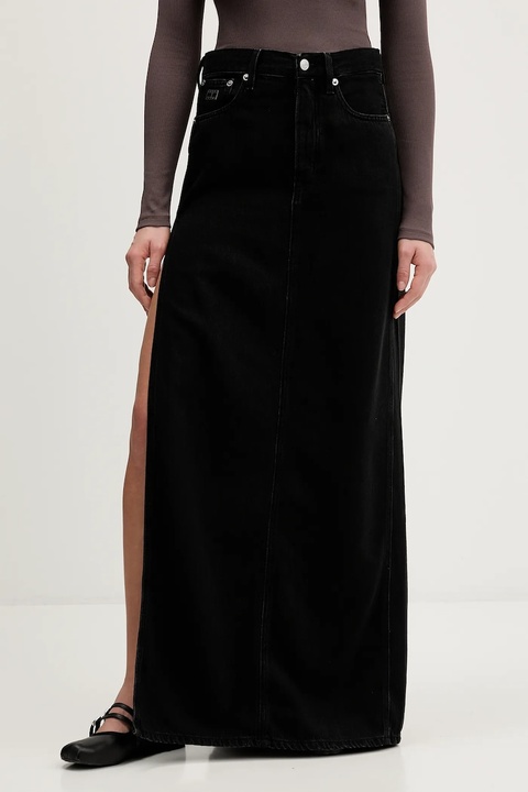 Tommy Jeans spódnica jeansowa kolor czarny maxi prosta DW0DW22119 - zdjęcie produktu nr 1