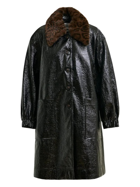 Essentiel Antwerp leopard-print collar coat - Black - zdjęcie produktu nr 1