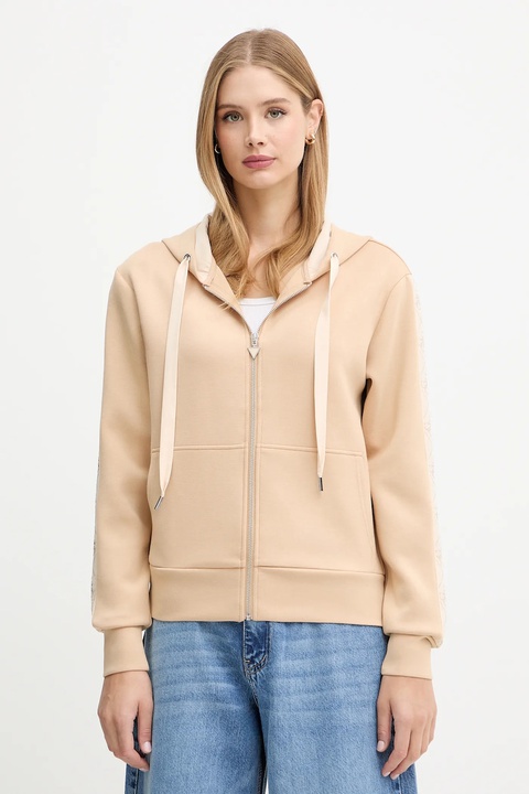 Guess bluza damska kolor beżowy z kapturem z aplikacją W5YQ05 KBYE2 - zdjęcie produktu nr 1