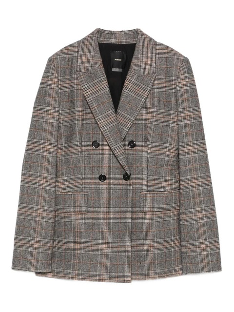 PINKO checked double-breasted fitted jacket - Grey - zdjęcie produktu nr 1