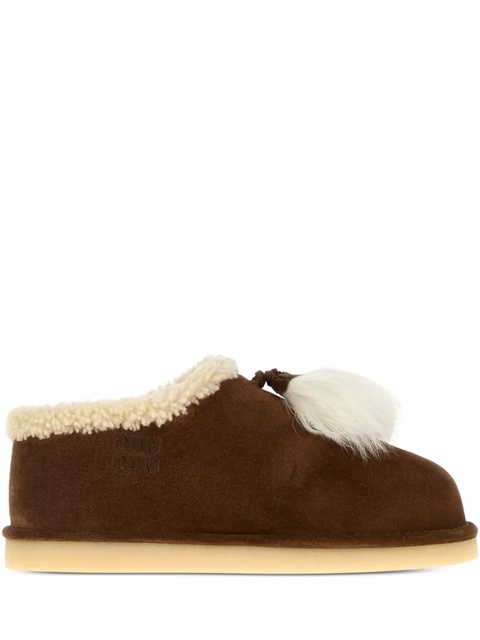Miu Miu shearling-trimmed tassel loafers - Brown - zdjęcie produktu nr 2