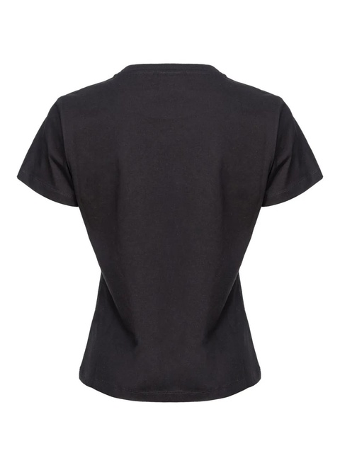 PINKO Love Birds-embellished cotton T-shirt - Black - zdjęcie produktu nr 2
