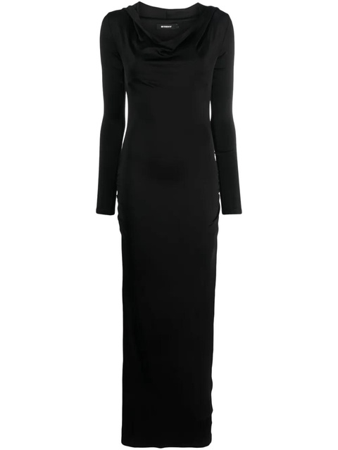 MISBHV draped-neckline hooded maxi dress - Black - zdjęcie produktu nr 1