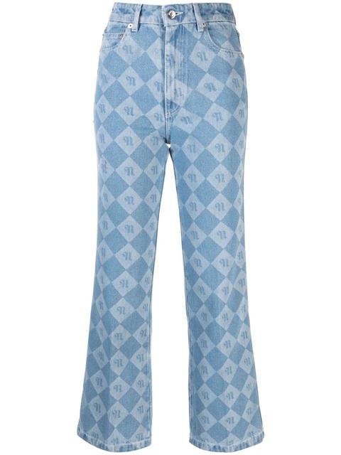 Nanushka Zoey monogram-pattern kick-flare jeans - Blue - zdjęcie produktu nr 1
