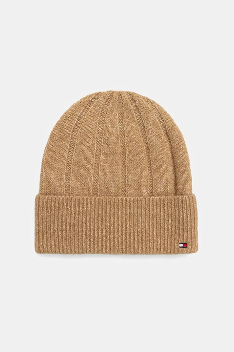 Tommy Hilfiger czapka z dodatkiem wełny kolor beżowy AW0AW17779 - zdjęcie produktu nr 1