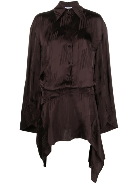 The Attico Mischa logo-jacquard asymmetric shirtdress - Brown - zdjęcie produktu nr 1