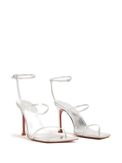 Amina Muaddi Maya 95mm metallic leather sandals - Silver - zdjęcie produktu nr 2