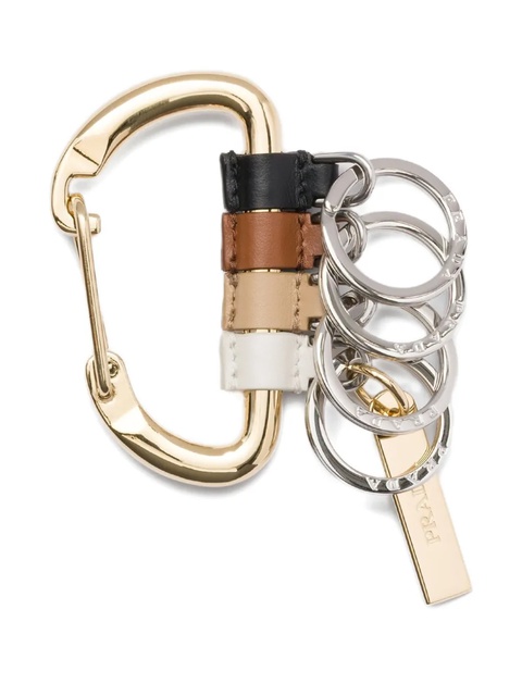 Prada leather-detail metal keyring - Gold - zdjęcie produktu nr 1