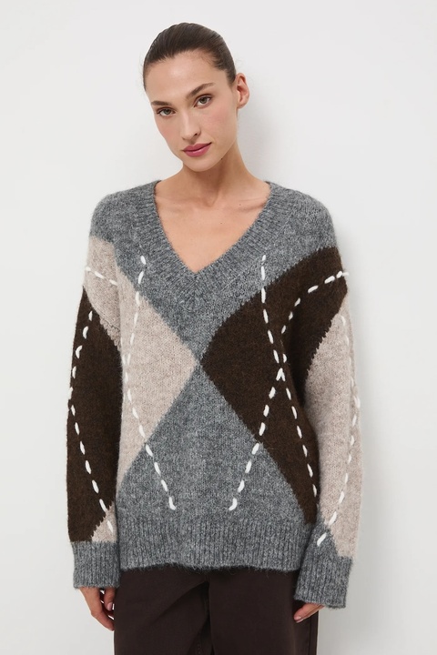 Medicine sweter z domieszką wełny damski kolor multicolor ciepły - zdjęcie produktu nr 2