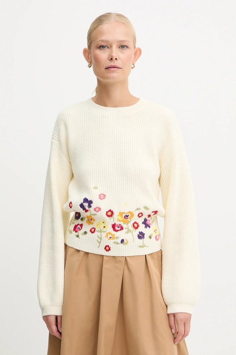 Twinset sweter z domieszką wełny damski kolor beżowy ciepły 252AT3120 - zdjęcie produktu nr 1