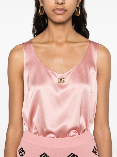 Dolce & Gabbana logo-plaque satin top - Pink - zdjęcie produktu nr 2