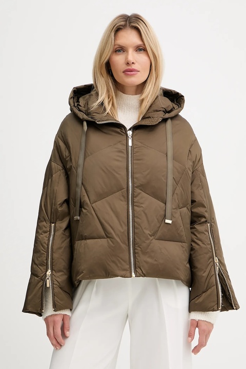 Twinset kurtka puchowa kolor zielony zimowa oversize 252TT2060 - zdjęcie produktu nr 1