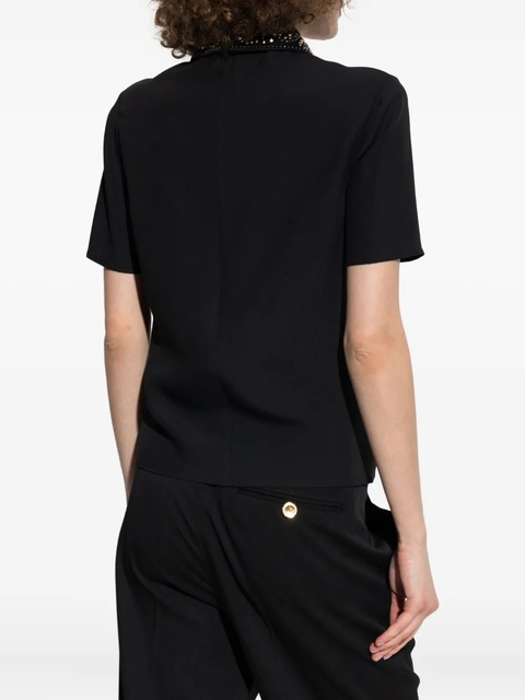 Versace embellished-collar short-sleeve blouse - Black - zdjęcie produktu nr 2
