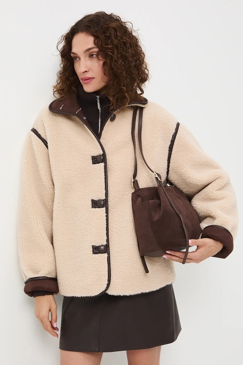 Medicine kurtka damska kolor beżowy przejściowa oversize - zdjęcie produktu nr 1