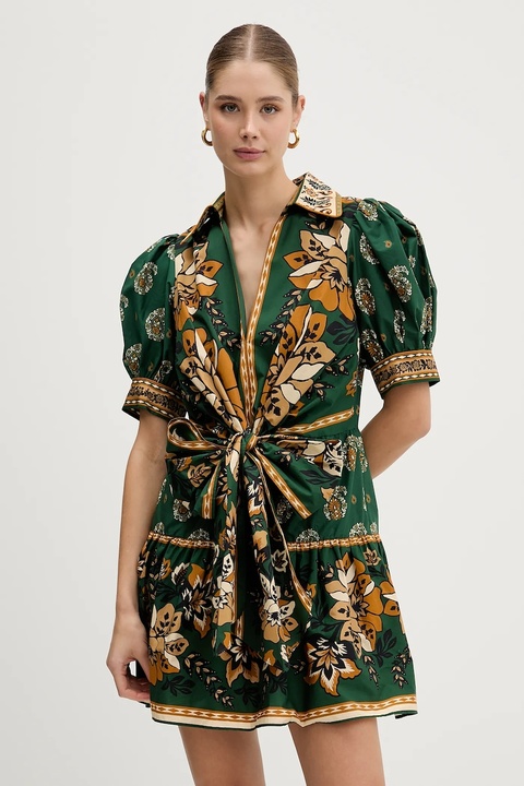 Farm Rio sukienka bawełniana kolor zielony mini rozkloszowana 351134 - zdjęcie produktu nr 1