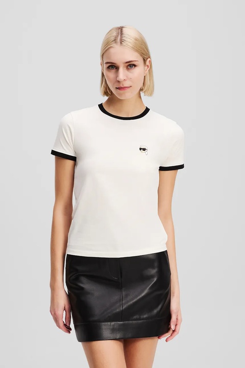 Karl Lagerfeld t-shirt bawełniany damski kolor beżowy A3W17078 - zdjęcie produktu nr 1