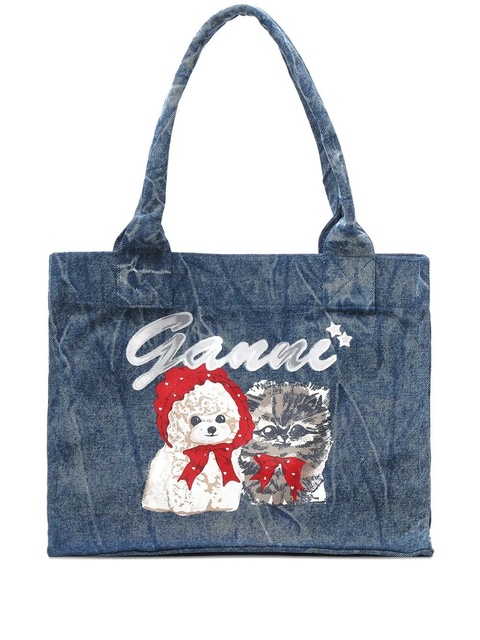 GANNI large printed tote bag - Blue - zdjęcie produktu nr 1