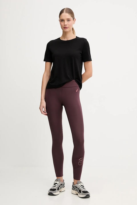 Asics legginsy ASICS LOGO damskie kolor fioletowy z nadrukiem 2032C943.600 - zdjęcie produktu nr 2