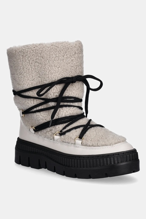 Pollini śniegowce skórzane kolor szary SA24235H0NTX110A - zdjęcie produktu nr 1