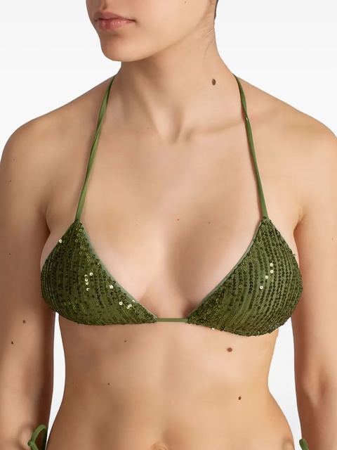MC2 Saint Barth sequin triangle bikini top - Green - zdjęcie produktu nr 2