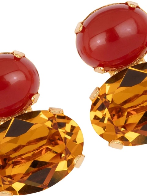 Jennifer Behr Yvette oval-crystal earrings - Gold - zdjęcie produktu nr 1