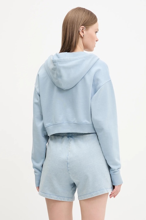 Guess Originals bluza bawełniana damska kolor niebieski z kapturem gładka W5RQ13 K68I1 - zdjęcie produktu nr 1