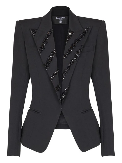Balmain crystal embellished-lapels blazer - Black - zdjęcie produktu nr 1