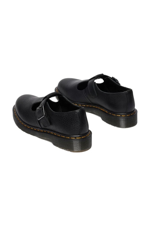 Dr. Martens półbuty skórzane Polley damskie kolor czarny na płaskim obcasie DM41408001 - zdjęcie produktu nr 2